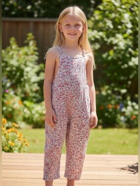 Floral Jumpsuit | Rayon | Flowy | Cropped | 7-8 years